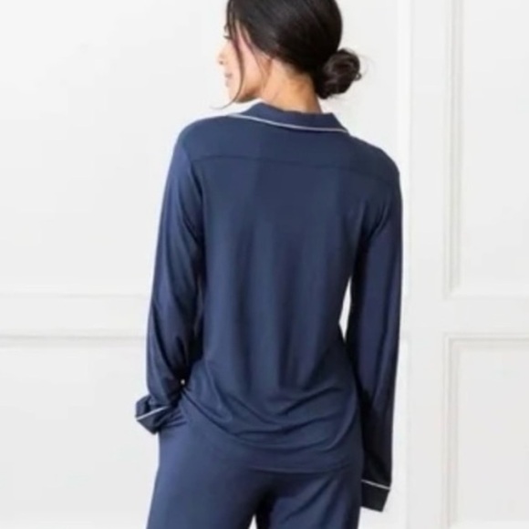 NWT COZY EARTH Navy Long Sleeve Bamboo Pajama Top Button Down Sleep Shirt‎ XXXL - Picture 3 of 14